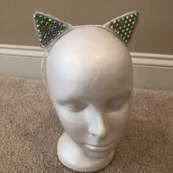 NWOT Kids' Women's Cat Ears Headbands (2) with 3 Soft Plush Scrunchies - Picture 2 of 9